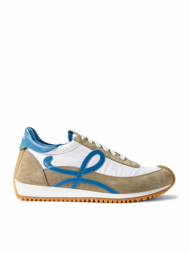 Photo: LOEWE - Flow Runner 2.0 Leather-Trimmed Suede and Nylon Sneakers - White