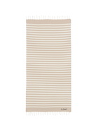 MC2 Saint Barth Cotton Beach Towel Fouta With Beige Striped Print