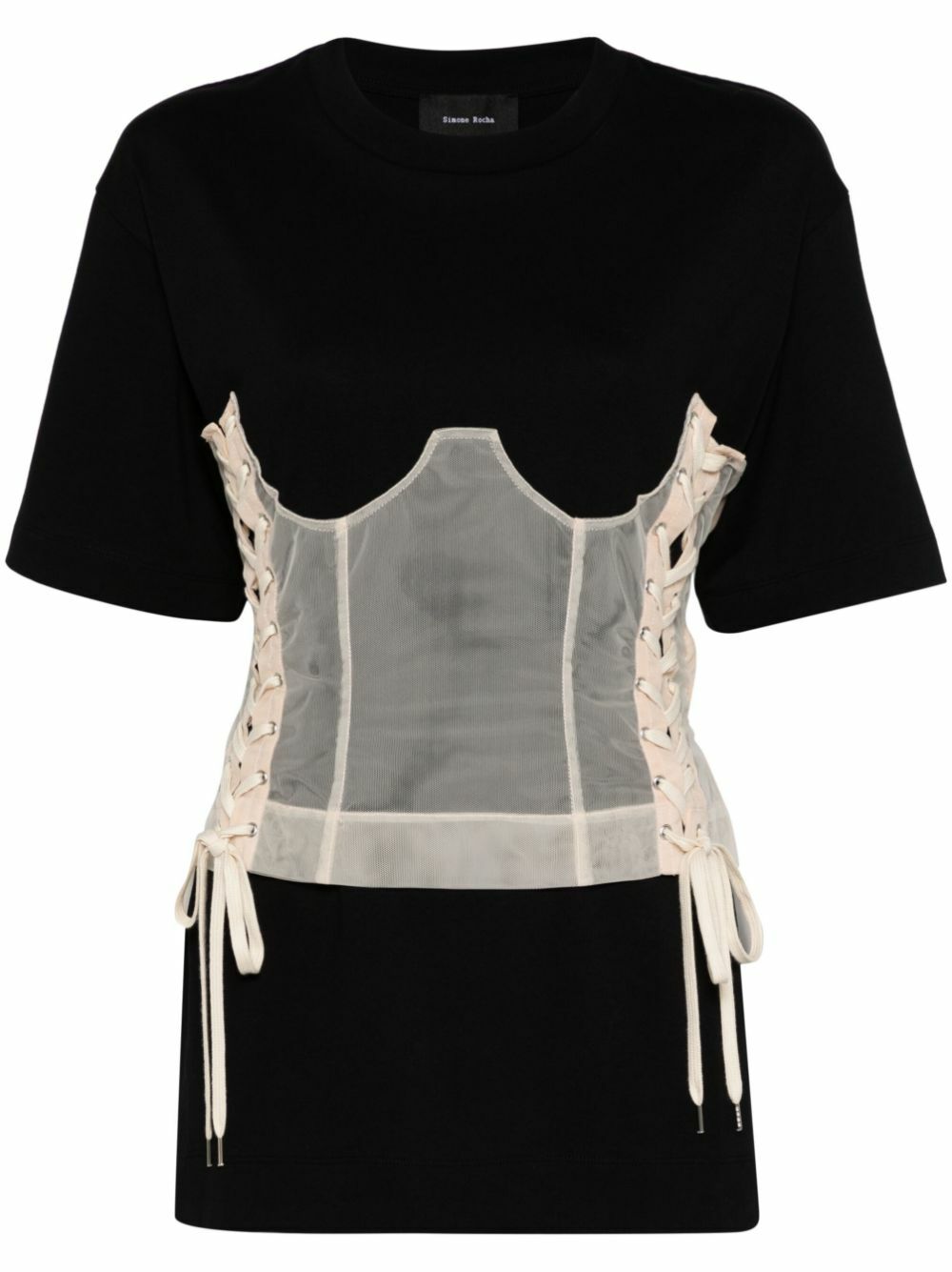 Simone Rocha Black Corset Panel T-Shirt Simone Rocha
