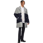 Thom Browne Grey and Navy Down Sack Fit Overcoat