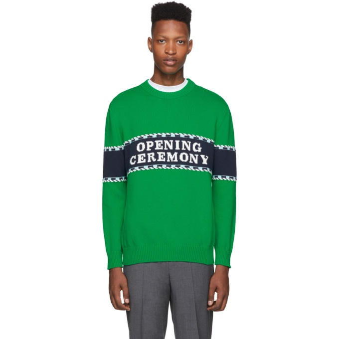 Photo: Opening Ceremony Green Knit Logo Sweater