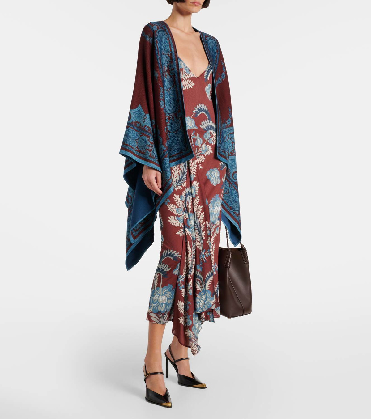 Etro Floral wool-blend cape