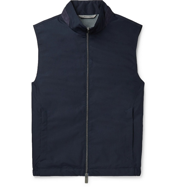 Photo: Canali - Suede-Trimmed Shell Gilet - Blue