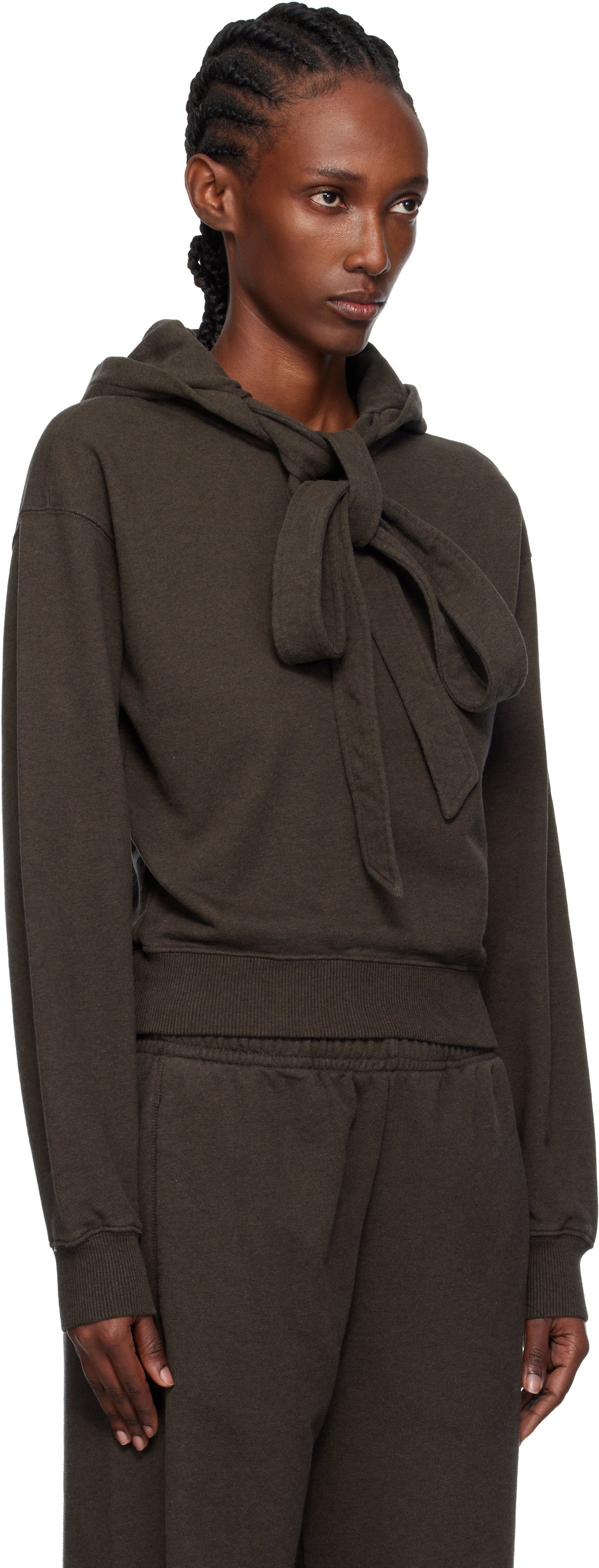 JW Anderson Brown Tied Bow Hoodie