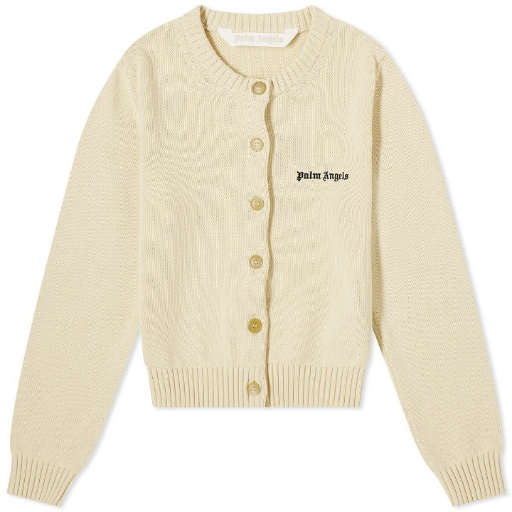 Photo: Palm Angels Women's Classic Logo Fitted Cardigan in Brown