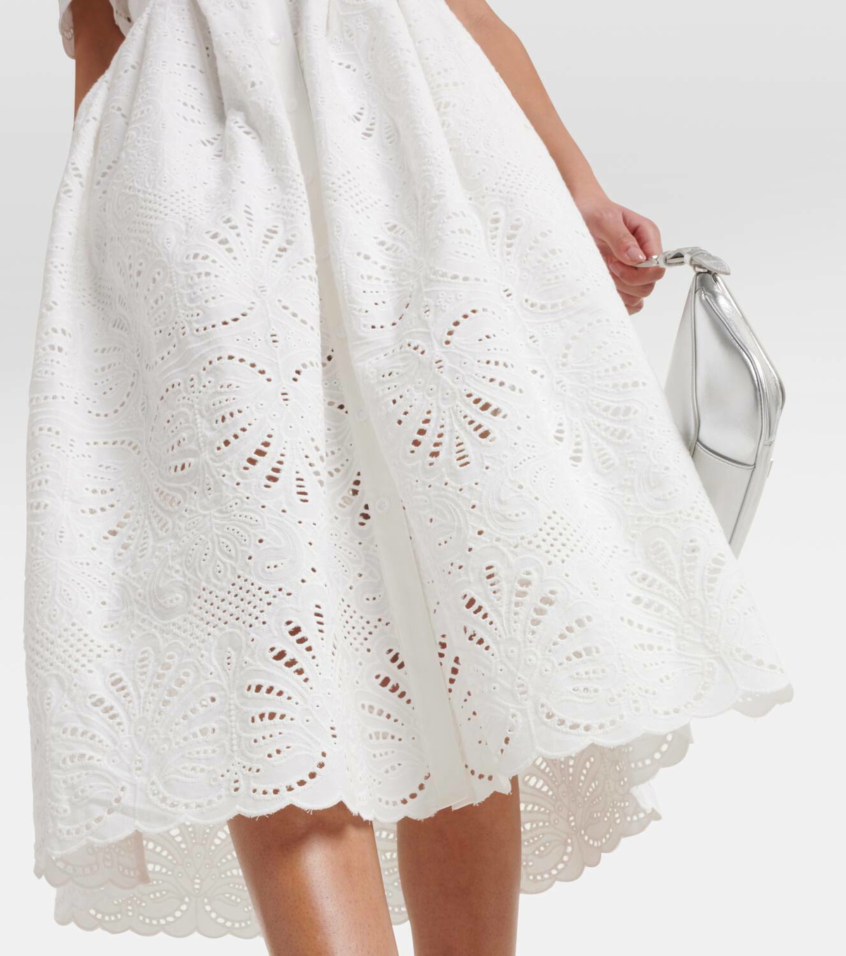 Self-Portrait Embroidered cotton midi dress Self-Portrait Self-Portrait Embroidered cotton midi dress Self-Portrait