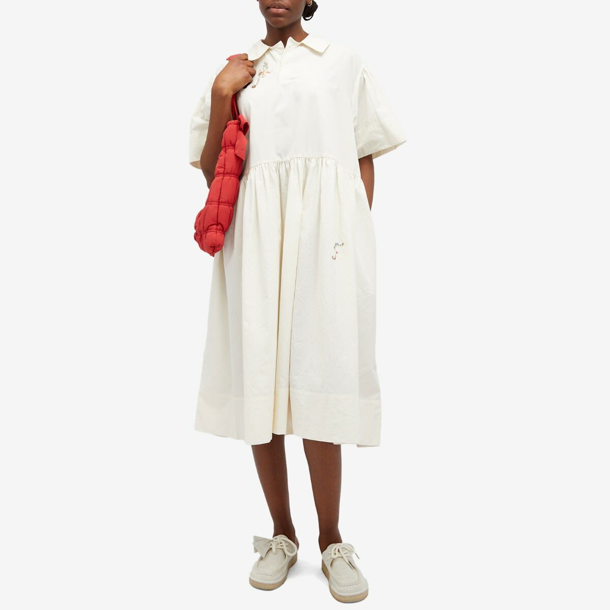 Story mfg. Women's Meadow Maple Midi Dress in Ecru Meadow