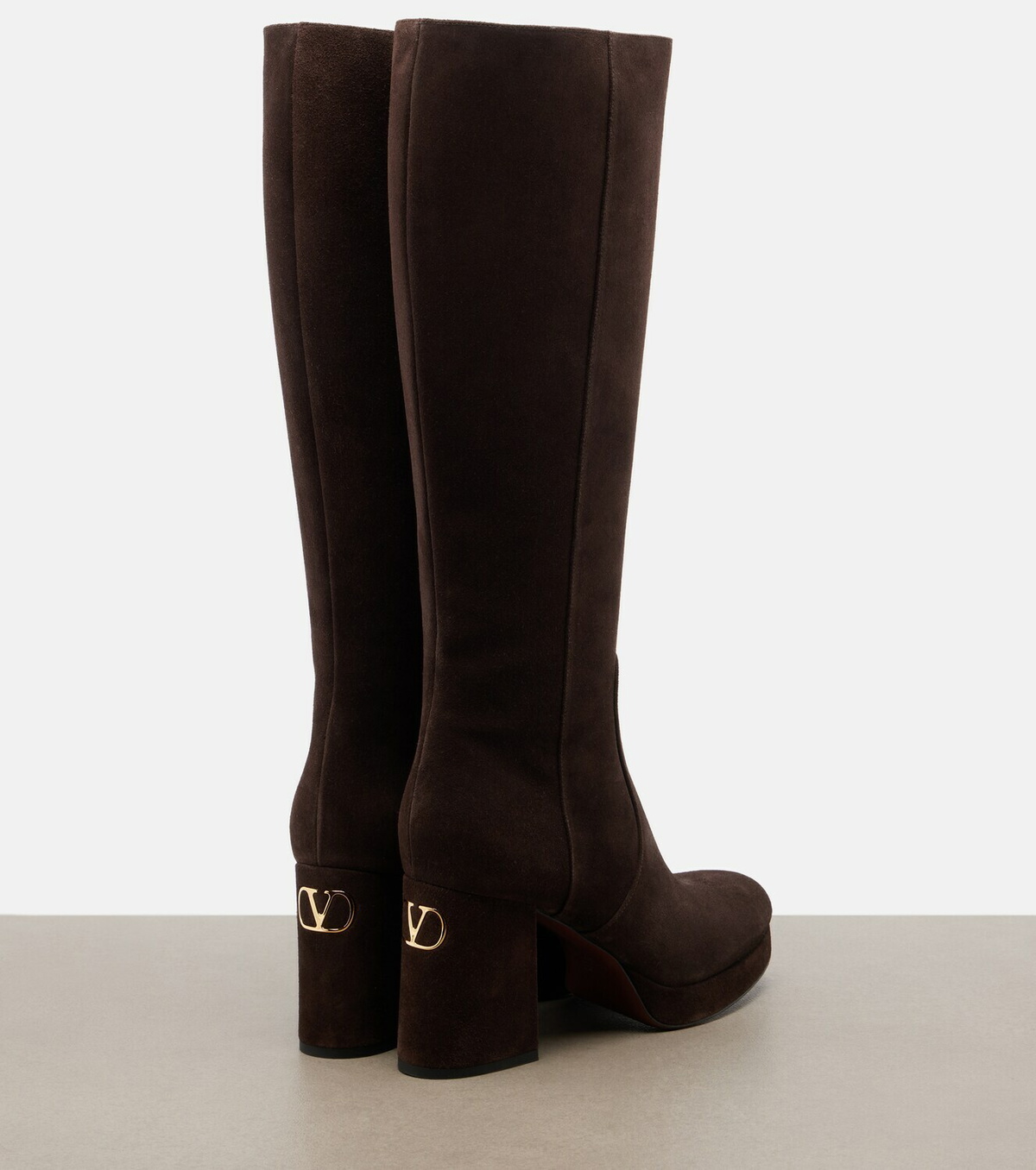 Valentino Garavani Fawcette VLogo suede knee-high boots