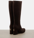 Valentino Garavani Fawcette VLogo suede knee-high boots