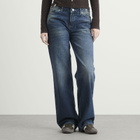 Peachy Den Women's Goldie Wide Leg Jeans in Dark Fade