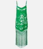 Camilla Embellished embroidered fringed silk minidress