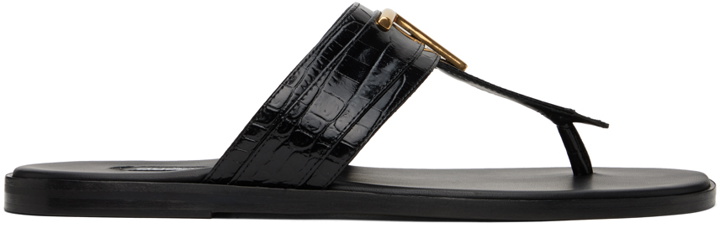 Photo: TOM FORD Black Croc Brighton Sandals