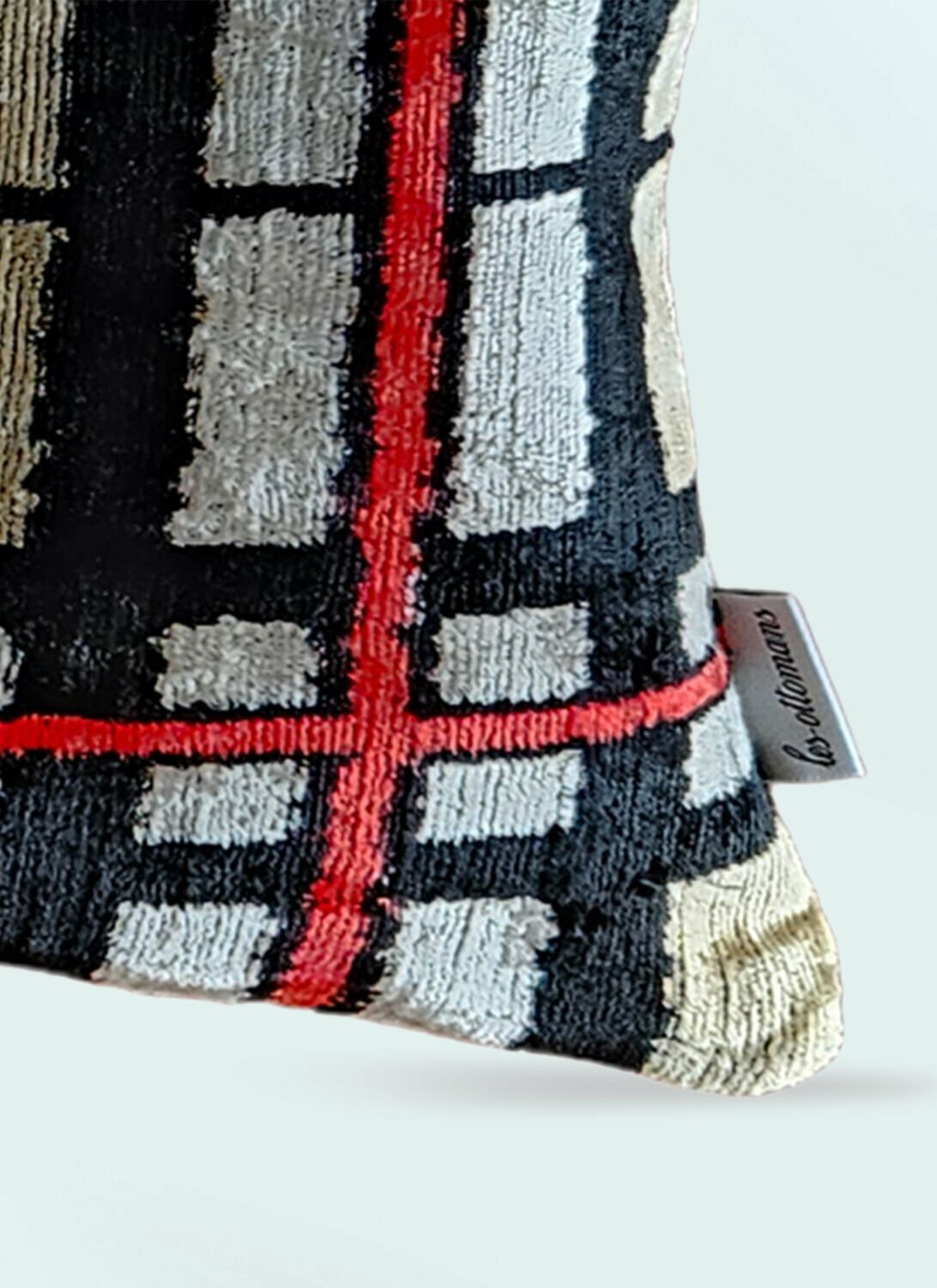 Les-Ottomans Check Velvet Cushion