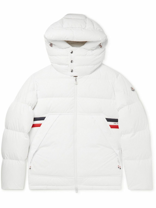 Photo: Moncler - Fleole Logo-Print Striped Quilted Shell Hooded Down Jacket - Neutrals