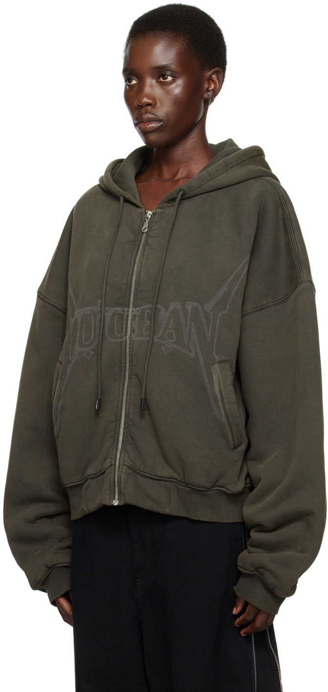 LU'U DAN Black Washed-Out Hoodie