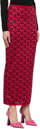 Versace Red La Greca Midi Skirt