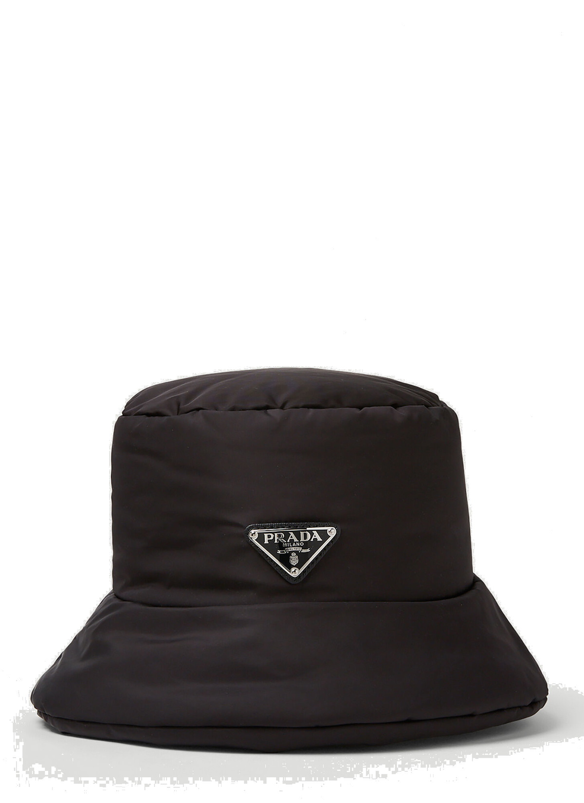 Re Nylon Embellished Bucket Hat in Black - Prada