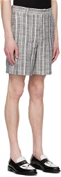 System Off-White & Navy Stripe Shorts