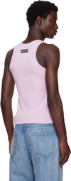 Marine Serre Pink Moon Logo Ribbed Jersey Tank Top