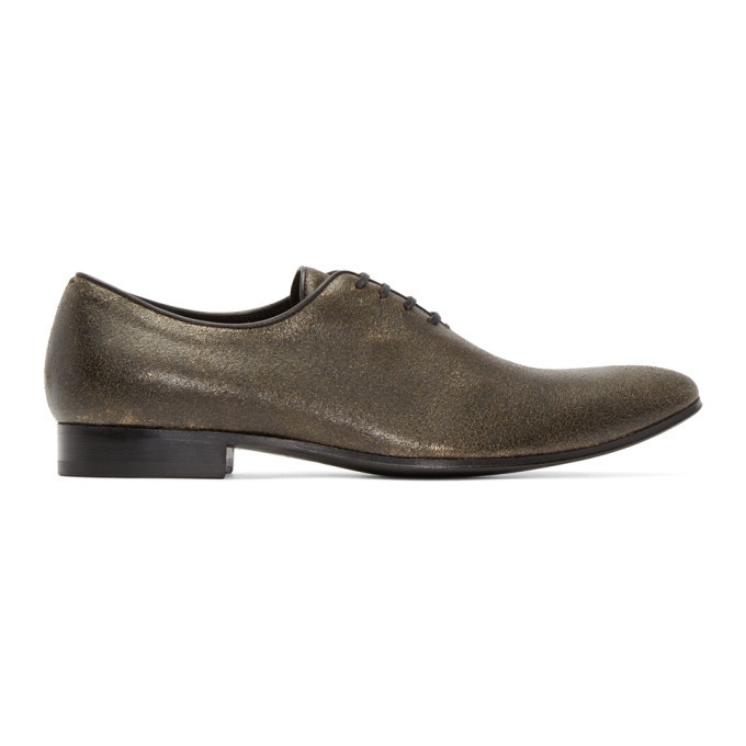 Photo: Haider Ackermann Gold and Black Distressed Leather Oxfords