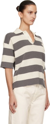 AMI Paris Off-White & Gray Short Sleeves 'Ami de Coeur' Polo