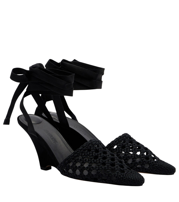Photo: Jacquemus Woven raffia-effect wedges