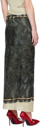 Acne Studios Beige & Black Printed Maxi Skirt