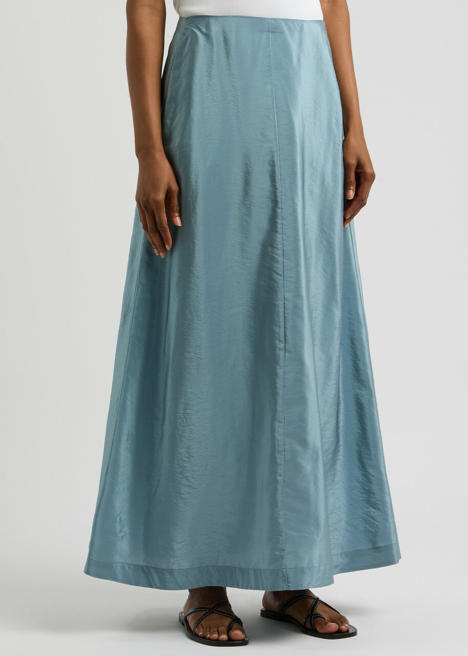 BY Malene Birger Isoldas Satin Maxi Skirt Light Blue