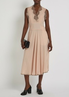 Maison Margiela Lace-trim Satin-silk Midi Dress Light Pink