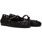 Valentino Garavani Black Ondette Rubber Ballerina Flats