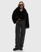Rotate Birger Christensen Faux Fur Crop Jacket Black Bomber Jackets
