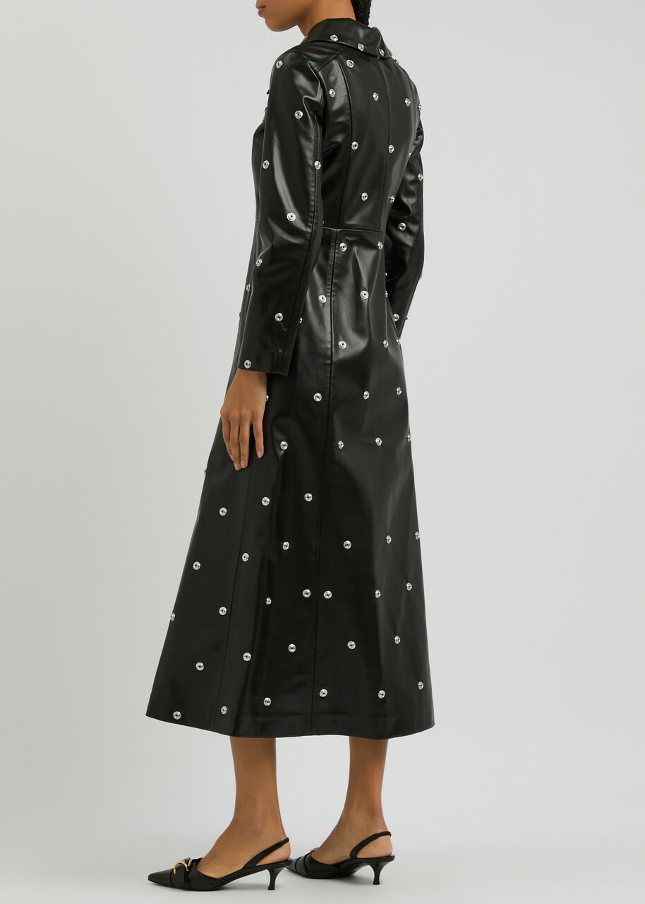 A.W.A.K.E Mode Stud-embellished Faux Leather Coat Black