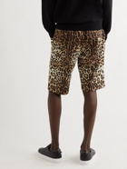 DOLCE & GABBANA - Leopard-Print Cotton-Jersey Drawstring Shorts - Brown