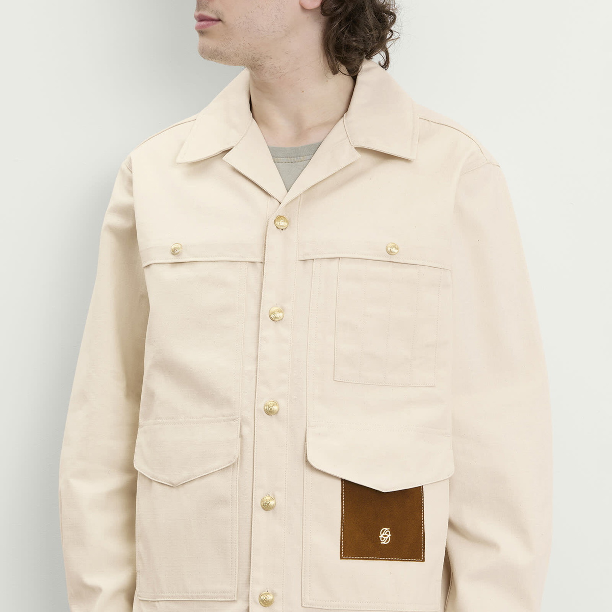 Drôle de Monsieur Men's Cotton Shirt Jacket in Off White