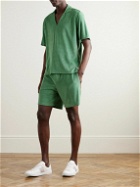 Paul Smith - Logo-Appliquéd Grosgrain-Trimmed Cotton-Blend Terry Polo Shirt - Green