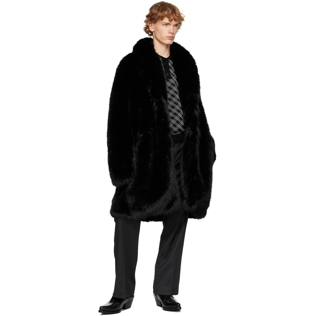 Ernest W. Baker Black Faux-Fur Coat