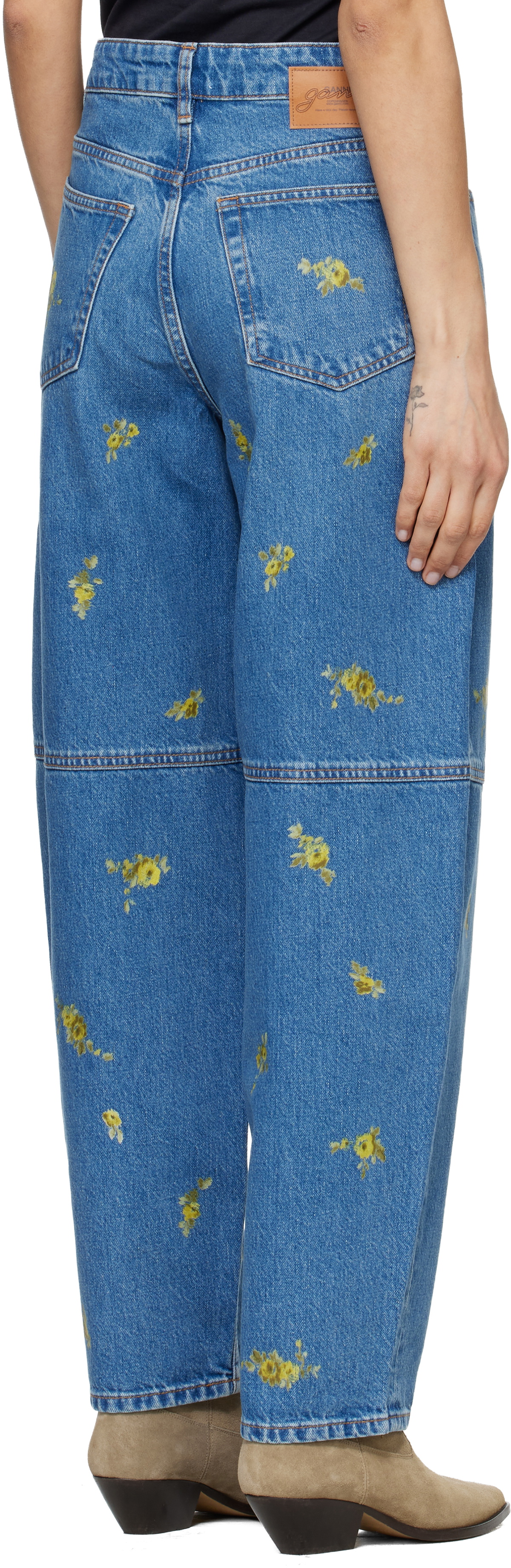 GANNI Blue Printed Stary Jeans