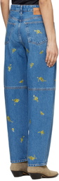 GANNI Blue Printed Stary Jeans