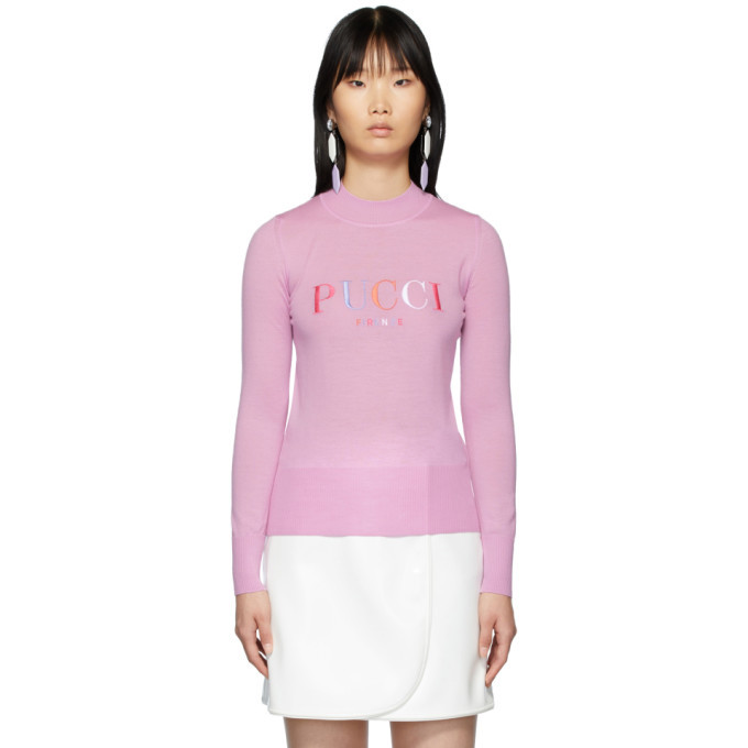 Emilio Pucci Pink Embroidered Logo Sweater Emilio Pucci