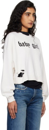 R13 Off-White 'Baby Girl' Cropped Crewneck Sweatshirt