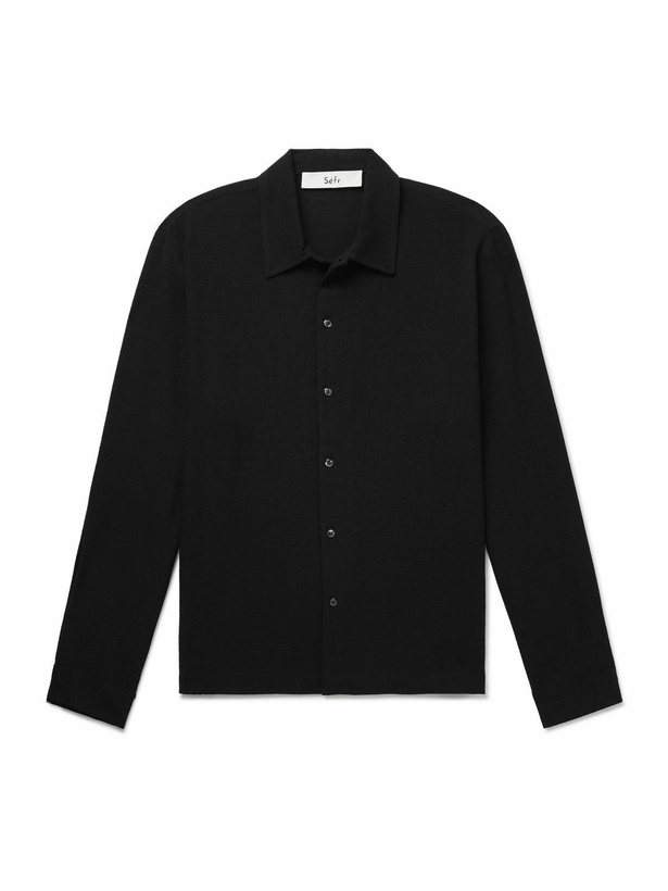 Photo: Séfr - Sense Camp-Collar Crepe Shirt - Black