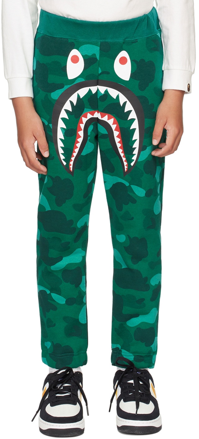 Kids Green Camo Shark Lounge Pants by BAPE
