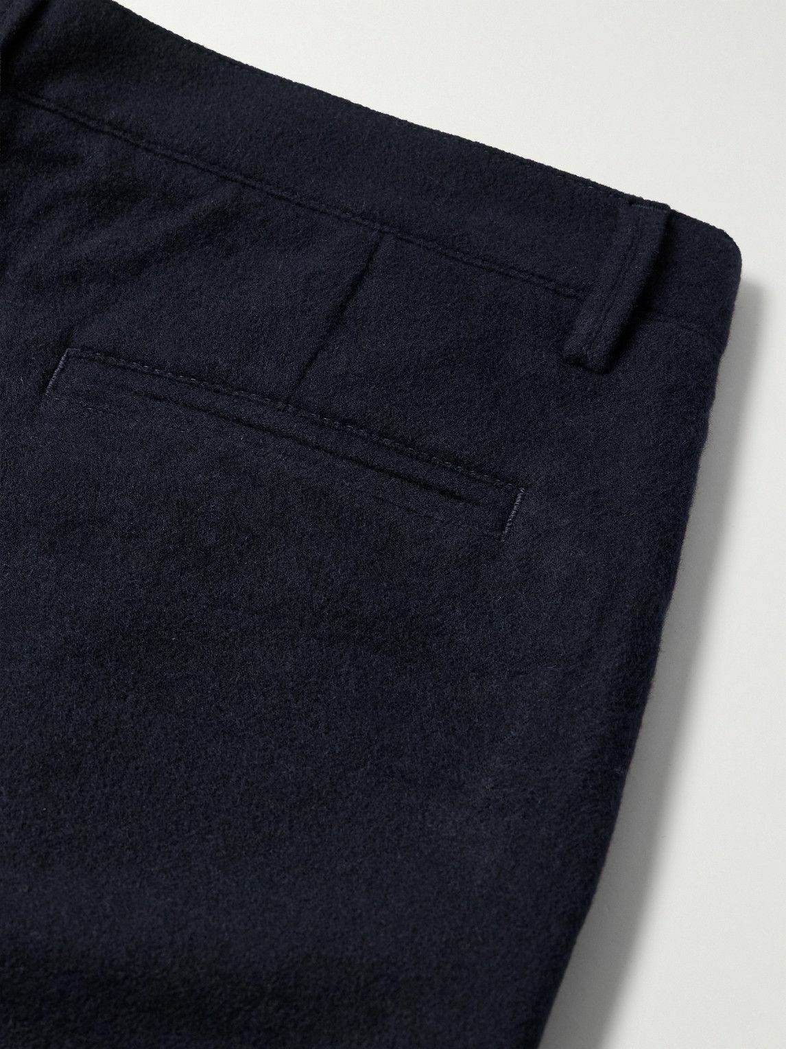 Massimo Alba - Tapered Pleated Virgin Wool and Cotton-Blend Trousers - Blue