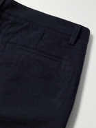 Massimo Alba - Tapered Pleated Virgin Wool and Cotton-Blend Trousers - Blue