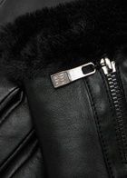 Dents Yasmin Faux Fur-trimmed Leather Gloves Black
