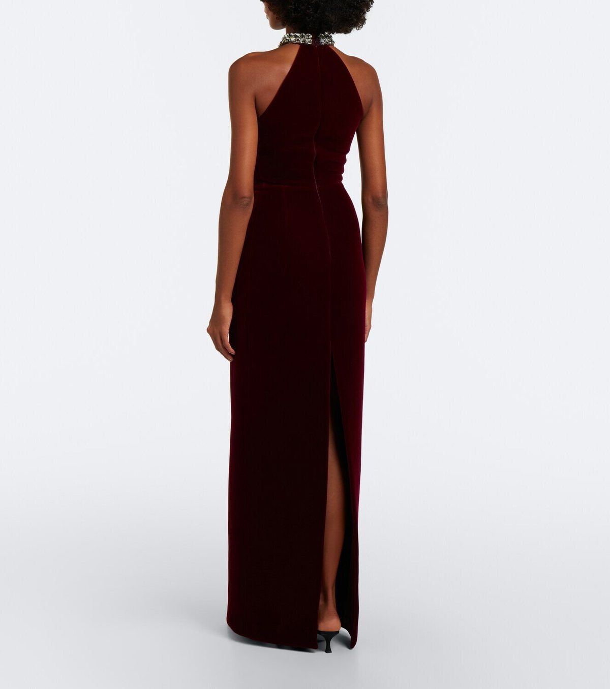 David Koma Embellished halterneck velvet gown