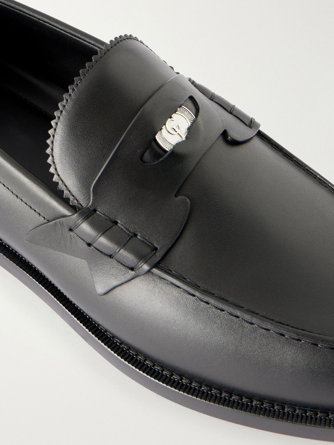 Christian Louboutin - The Plato Logo-Embellished Leather Penny Loafers - Black
