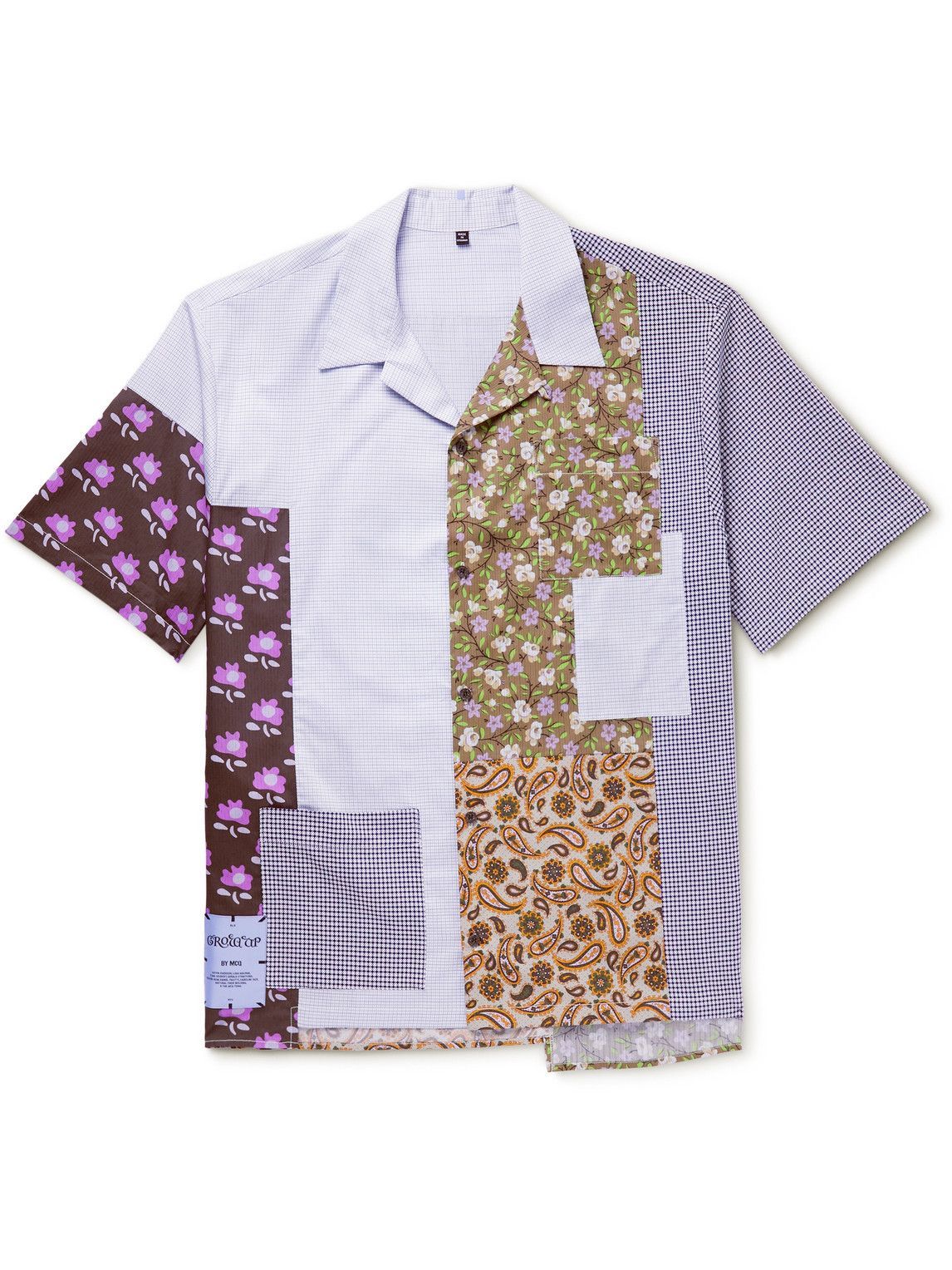 【新品】McQ ALEXANDER MCQEEN パッチワーク半袖シャツ MCQ - Grow Up Oversized Convertible-Collar Logo-Appliquéd