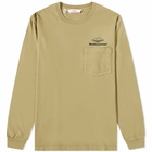 Battenwear Men's Long Sleeve Team Pocket T-Shirt in Olive