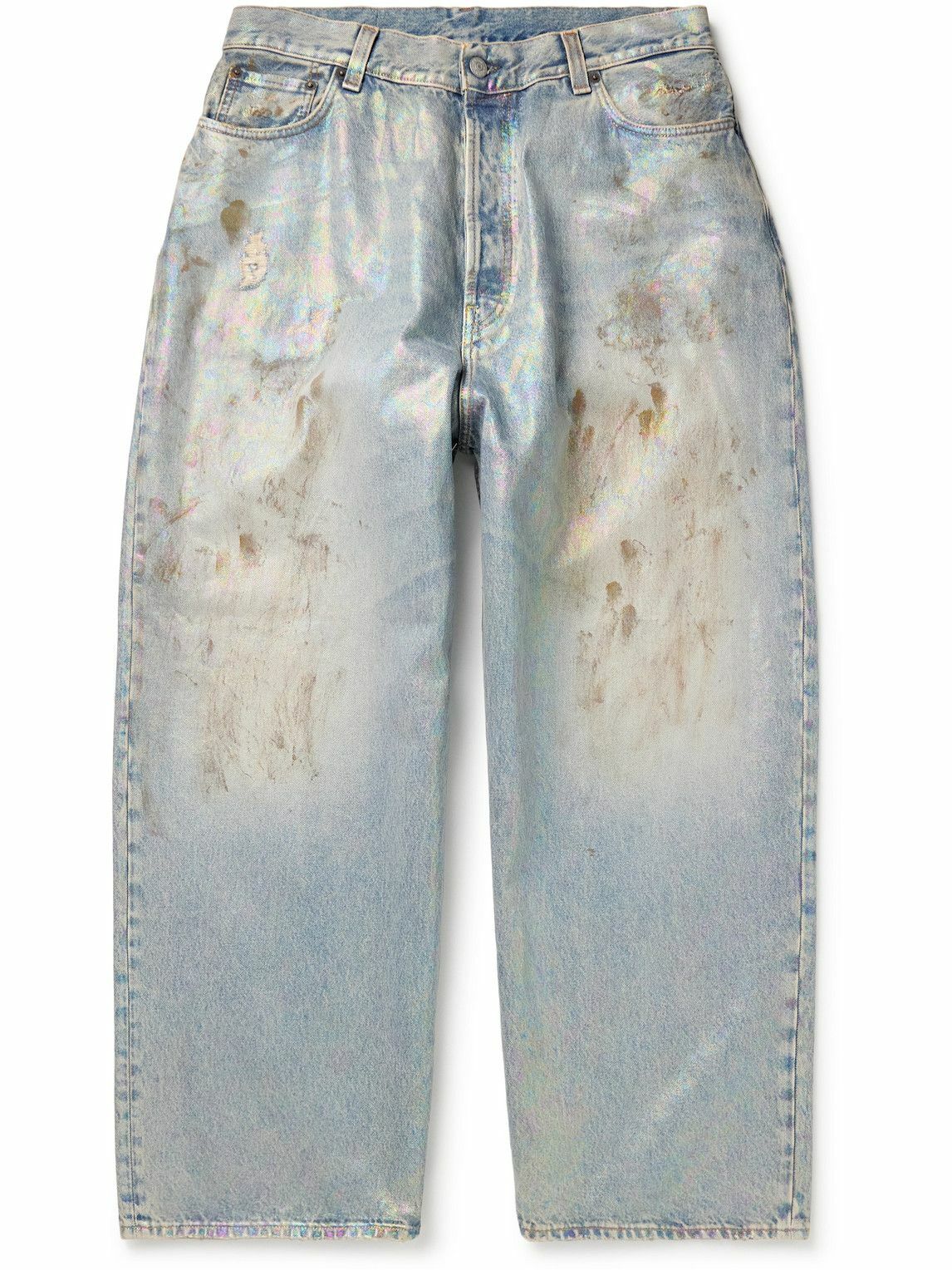 Acne Studios - Dirty Halo Wide-Leg Distressed Iridescent Jeans